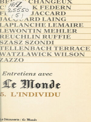 cover image of Entretiens avec Le Monde (5). L'individu